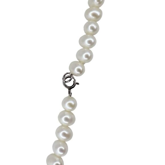 White Wedding Pearls Necklace 18” 925 Sterling Silver GrannyCore  Classy - Picture 10 of 12